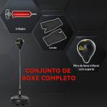Saco de Boxe de Pé com Altura Ajustável de 4 Níveis Base Preenchida Luvas e Inflador Ø45x133 - 151 cm Preto