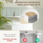 Móvel para Lavatório Pousar com 2 Portas de MDF 2 Prateleiras e Sistema Anti - Tombo para Casa de Banho 60x35x60 cm Branco
