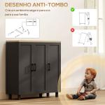 Aparador para Sala de Estar Móvel Buffet com 3 Portas e Prateleiras Ajustáveis 90x30x90 cm Preto e Madeira