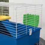 Gaiola para Visons com Bandeja Gaiola para Animais Pequenos com Plataforma Rampa Comedouro e Bebedouro 71x46x47 cm Branco e Azul