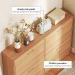 Sapateira Moderna com 4 Gavetas Abatíveis e Prateleiras Ajustáveis para 16 - 24 Pares de Sapatos 120x24x81 cm Madeira