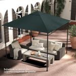 Toldo de Substituição de 3x3m para Pérgola de Jardim com 8 Orifícios de Drenagem e Ventilação Cinza