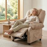 Poltrona Relax Reclinável com Apoio para os Pés Retrátil Encosto Alto Bolso Lateral Acolchoado Grosso 88x91x108 cm Bege