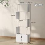 Estante de 5 Níveis em Forma de S Estante de Livros com 5 Prateleiras e 2 Portas 60x23,8x179,2 cm Branco