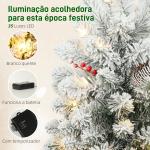 Mini Árvore de Natal Artificial com 35 Luzes LED 60 cm com 72 Ramos com Neve Pinhas Bagas e Base de Saco de Juta Ø37x60 cm Verde