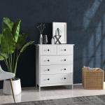 Cómoda de Dormitório com 5 Gavetas e Puxadores Cómoda Alta para Sala de Estar Estúdio Estilo Moderno 74x40x91 cm Branco