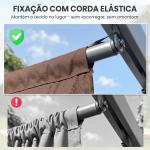 Cobertura para Pérgola 2,5x2,55cm Teto de Substituição Retrátil para Pérgola com 10 Orifícios de Drenagem Café