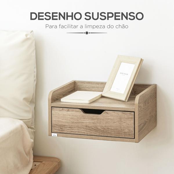 Conjunto de 2 Mesas de Cabeceira de Parede Mesas de Cabeceira Flutuantes com 1 Gaveta 40x30x19,5 cm Madeira