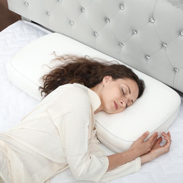 Almofada Viscoelástica com Desenho Ergonómico e Capa Removível e Lavável 81,28x40,64x15,24 cm Creme