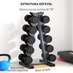 Suporte para Halteres de 5 Níveis Suporte de Armazenamento para Halteres de Aço para Treinamento 35x33x66 cm Preto