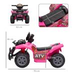 Quadriciclo Elétrico para Crianças Veículo Elétrico a Bateria 6V Infantil com Velocidade 2km/h 70x42x45 cm Rosa