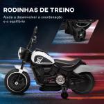 Motocicleta Elétrica para Crianças de 18 - 36 Meses com Bateria 6V Farol e Rodas Auxiliares Removíveis 76x42x57 cm Branca