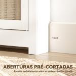 Cobertura para Radiador com Portas Rebatíveis e Vime Proteção Radiador de MDF 111x19x95,5 cm com Compartimento Desenho Boémio Branco