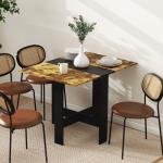 Mesa Dobrável de Jantar Mesa de Cozinha com Abas Rebatíveis para Espaços Pequenos 103x76x73,5 cm Preto e Castanho Rústico
