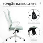 Cadeira de Escritório Ergonómica com Altura Ajustável Função de Inclinação e Encosto Alto 62x56x110 - 119,5 cm Verde