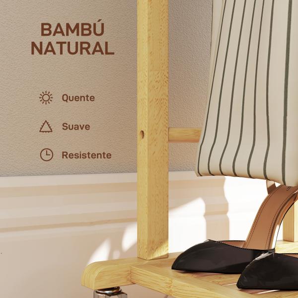 Cabide de Pé de Bambu com Rodas Cabide para Roupas com Barras para Calças e Prateleira Inferior para Sapatos Estilo Nórdico 47x33,7x105,5 cm Madeira e Branco