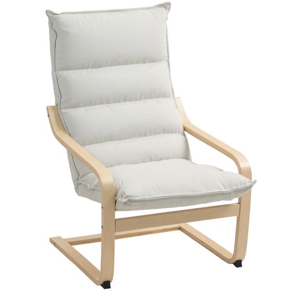Poltrona de Sala Moderna com Encosto Alto Acolchoado Estrutura de Madeira e Estofada em Veludo 67x83x105 cm Creme