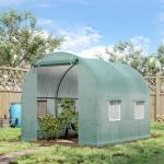 Estufa Tipo Túnel 250x200x200cm Estufa de Jardim com Janelas e Portas Enroláveis para Cultivo de Plantas Verde