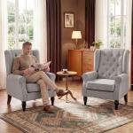 Poltrona de Sala com Apoios de Braços e Pés de Madeira Carga 160 kg para Quarto Escritório Sala de Estar 74x86x102 cm Cinzento