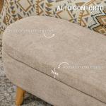Banco para Pé de Cama Banco de Armazenamento com Pés de Madeira e Assento Acolchoado 110x40x43 cm Bege