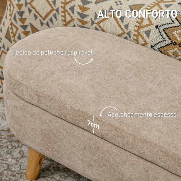 Banco para Pé de Cama Banco de Armazenamento com Pés de Madeira e Assento Acolchoado 110x40x43 cm Bege