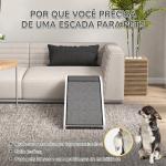 Rampa de Madeira para Animais com Tapete Antiderrapante para Cães Pequenos ou Séniores 125x40x35,5 cm Branco e Cinzento