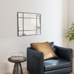 Espelho de Parede Retangular 90x60 cm com Moldura de Metal Espelho Decorativo para Sala Quarto Entrada Preto