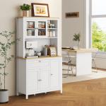 Armário de Arrumação Alto com 5 Portas Prateleiras Ajustáveis para Micro - Ondas 100x40x180 cm Branco e Madeira