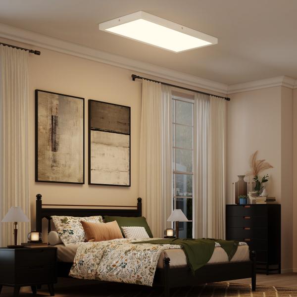 Conjunto de 4 Candeeiros de Teto Cor Regulável com Interruptor DIP e de Parede 3000K/4000K/6000K 60x30x3,7 cm Branco
