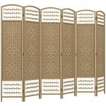 Biombo de 6 Painéis Separador de Ambientes 240x170 cm Divisor de Habitação Dobrável de Corda de Papel Madeira