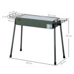 Barbecue a Carvão com 2 Grelhas de Aço Inoxidável Portátil com 2 Prateleiras para Temperos com Ganchos 77x30x70 cm Verde