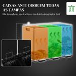 Balde de Lixo de Cozinha com 3 Compartimentos 3x10L com Pedais Tampas com Fechamento Suave e Cubo Amovível Prata