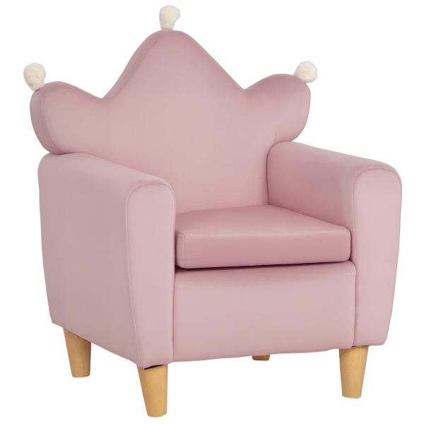 Poltrona Infantil Mini Sofá para Crianças Acima de 3 Anos com Assento Acolchoado Apoio para os Braços 45kg 50x42x58cm Rosa