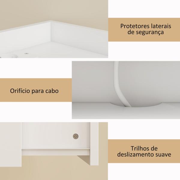 Conjunto de 2 Mesas de Cabeceira Flutuantes com Estação de Carregamento Gaveta Prateleira Aberta Estilo Moderno 40x29x29 cm Branco