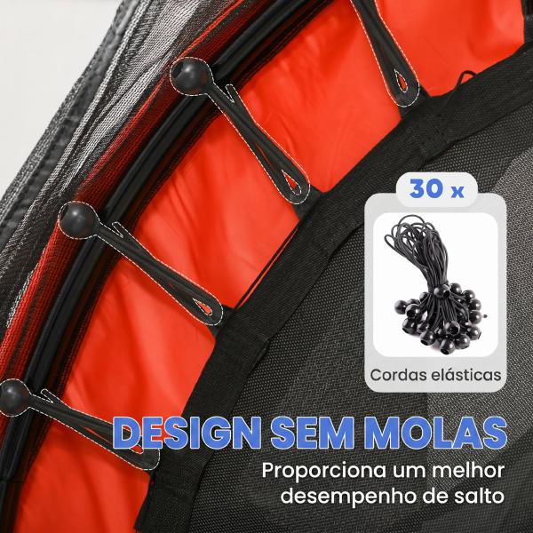 Trampolim para Crianças com Rede de Segurança e Estrutura de Aço para Interiores e Exteriores Carga 50 kg Ø163x190 cm Vermelho