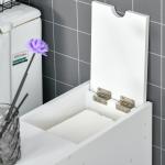 Armário Auxiliar de Casa de Banho Estreito com 2 Gavetas e Compartimento Superior com Tampa 17x48x58cm Branco