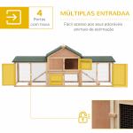 Coelheira de Exterior Grande Gaiola de Madeira para 2 - 4 Coelhos com Teto Asfáltico Recinto de Arame Bandeja Removível e Rampas 210x45,5x84,5 cm Natural