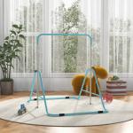 Barra de Ginástica para Crianças Dobrável com Altura Ajustável para Treino em Casa 154x106,2x88,5 - 128,5 cm Azul Celeste