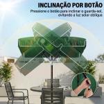 Chapéu de Sol Retangular de Jardim 198x130x240cm Chapéu de Sol de Alumínio com Função de Inclinação para Terraço Pátio Exterior Verde