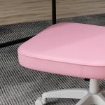 Cadeira de Escritório Estofada em PU com Altura Ajustável Sem Braços Cadeira de Estudo Dormitório 46x59x82 - 92 cm Rosa
