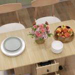 Mesa de Jantar Dobrável com Rodas Mesa Abatível com 2 Gavetas e Armário Mesa Auxiliar Multifuncional 120x60x76,5 cm Madeira