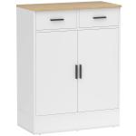 Aparador de Sala de Estar com 2 Gavetas e Prateleiras Ajustáveis 68,6x35x90,3 cm Branco e Madeira