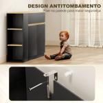 Aparador de Cozinha com Armário 2 Gavetas 3 Prateleiras Abertas 2 Portas e Prateleira Ajustável 110x29,5x82 cm Preto