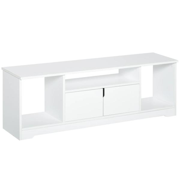 Móvel de TV para Televisores de até 42” Móvel de Sala de Estar Moderno com Armário de Dupla Porta e 3 Compartimentos Abertos 120x30x41cm Branco