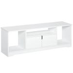 Móvel de TV para Televisores de até 42” Móvel de Sala de Estar Moderno com Armário de Dupla Porta e 3 Compartimentos Abertos 120x30x41cm Branco