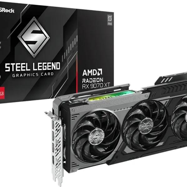 Placa Gráfica AMD Radeon RX 9070 XT RDNA 4 Steel Legend Dark 16GB GDDR6 - ASROCK