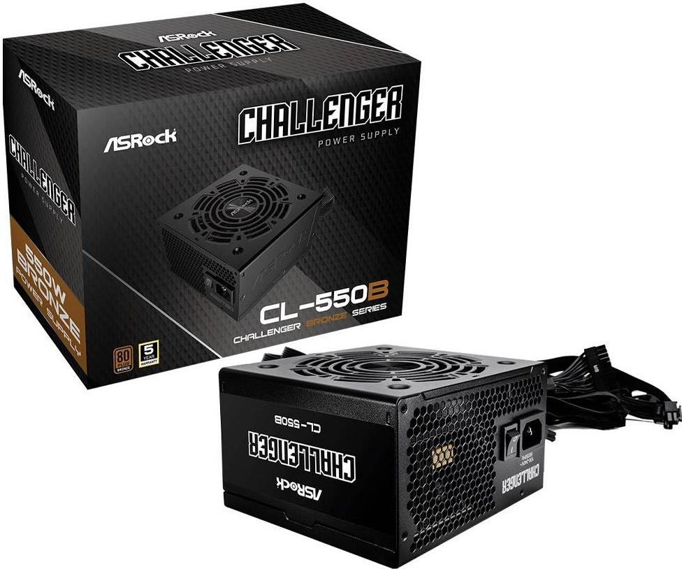 Fonte de Alimentação ATX Challenger CL - 550B 550W 80 Plus Bronze - ASROCK