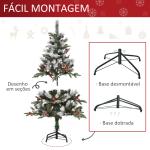 Árvore de Natal Artificial 120cm com 239 Ramas 27 Pinhas e 27 Frutinhas Folhas de PVC PE Base Dobrável e Suporte Metálico Decoração de Natal para Interiores Verde