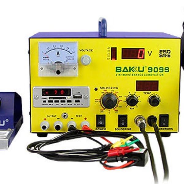 Estação Soldadura 5 - EM - 1 Soldadura/Ar Quente/Fonte Alimentação/Leitor FM/USB/SD/MP3 (500W) - BAKU