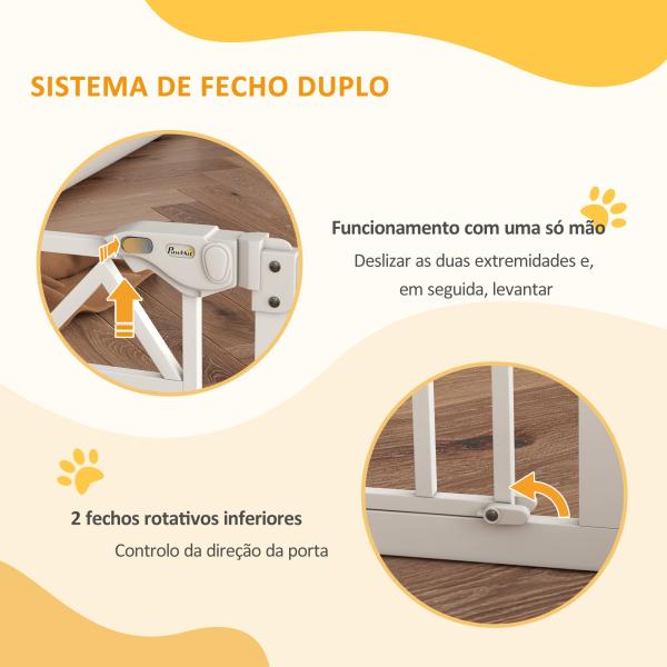 Barreira de Segurança Extensível para Animais de Estimação com Fecho Automático e Sistema de Duplo Bloqueio 74 - 100x76 cm Branco